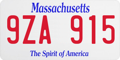 MA license plate 9ZA915