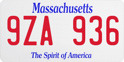 MA license plate 9ZA936