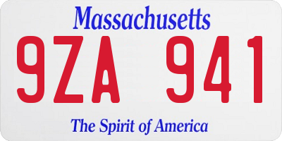 MA license plate 9ZA941