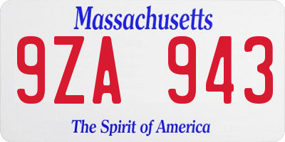 MA license plate 9ZA943