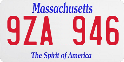 MA license plate 9ZA946