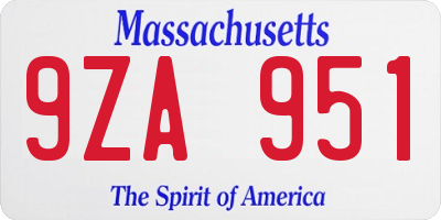 MA license plate 9ZA951