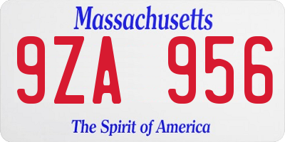 MA license plate 9ZA956
