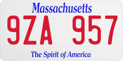 MA license plate 9ZA957
