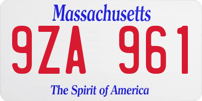 MA license plate 9ZA961