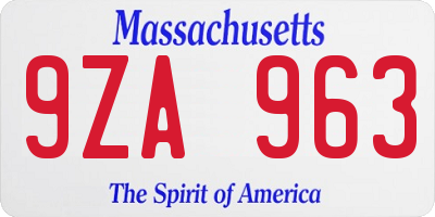 MA license plate 9ZA963