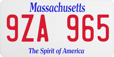 MA license plate 9ZA965