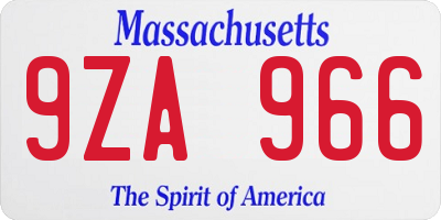 MA license plate 9ZA966