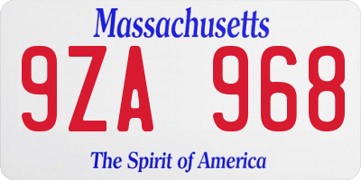MA license plate 9ZA968