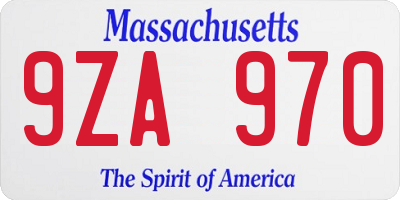 MA license plate 9ZA970