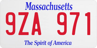 MA license plate 9ZA971