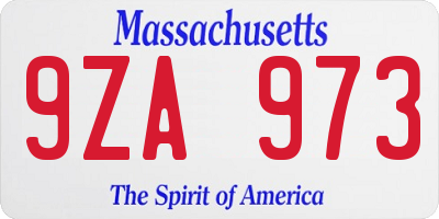 MA license plate 9ZA973