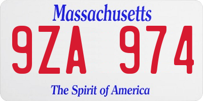 MA license plate 9ZA974