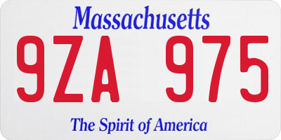 MA license plate 9ZA975