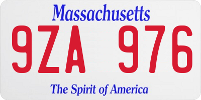 MA license plate 9ZA976