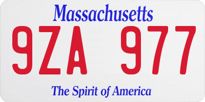 MA license plate 9ZA977