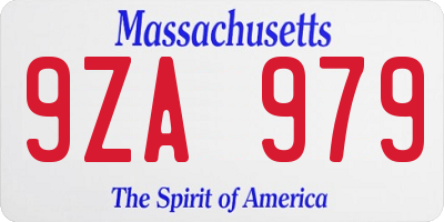 MA license plate 9ZA979