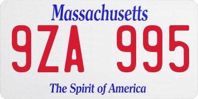 MA license plate 9ZA995