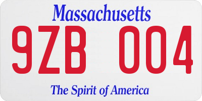 MA license plate 9ZB004