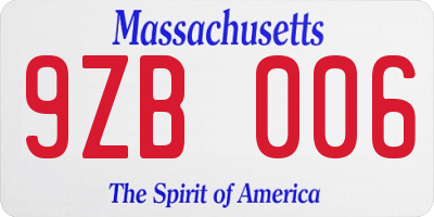 MA license plate 9ZB006