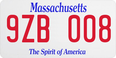 MA license plate 9ZB008