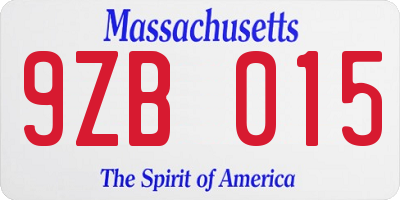 MA license plate 9ZB015
