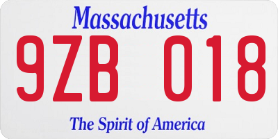 MA license plate 9ZB018