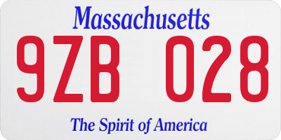 MA license plate 9ZB028