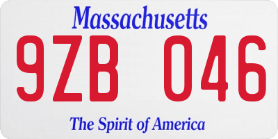 MA license plate 9ZB046