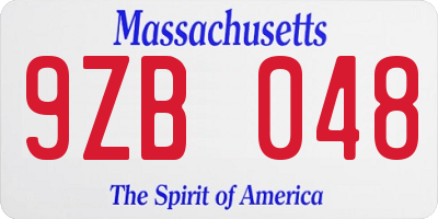 MA license plate 9ZB048