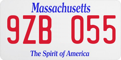 MA license plate 9ZB055