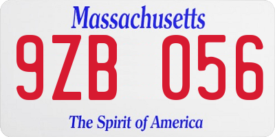 MA license plate 9ZB056