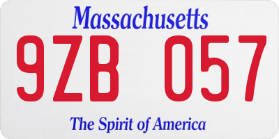 MA license plate 9ZB057