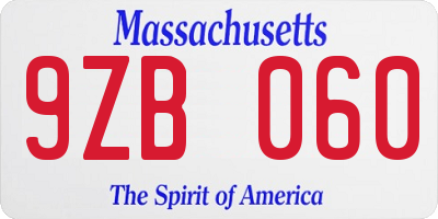 MA license plate 9ZB060