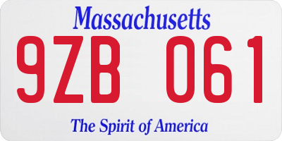 MA license plate 9ZB061