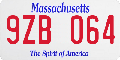 MA license plate 9ZB064