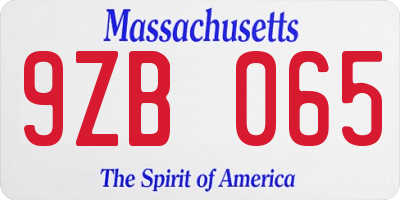 MA license plate 9ZB065