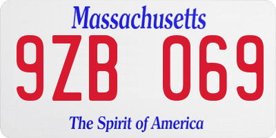 MA license plate 9ZB069