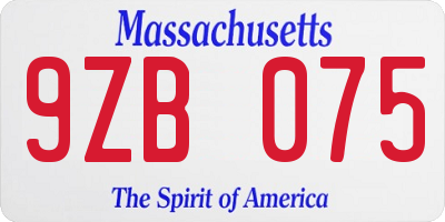 MA license plate 9ZB075
