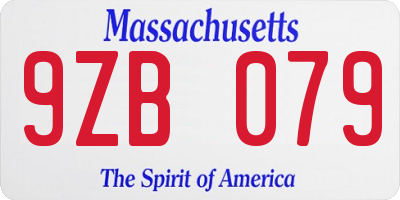 MA license plate 9ZB079