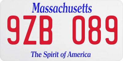 MA license plate 9ZB089