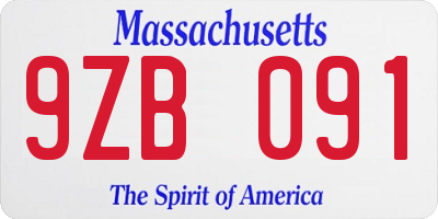 MA license plate 9ZB091