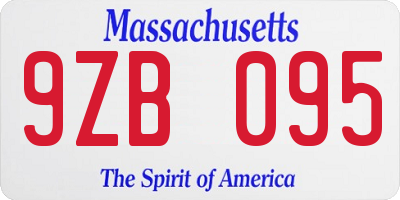 MA license plate 9ZB095