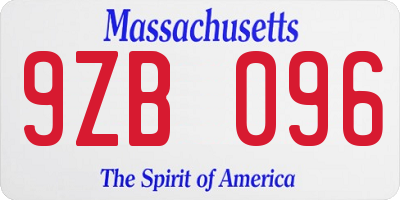 MA license plate 9ZB096