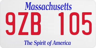 MA license plate 9ZB105
