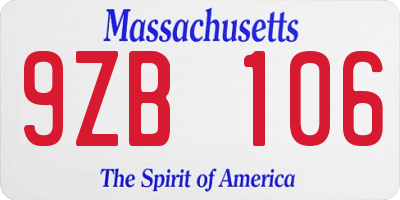 MA license plate 9ZB106