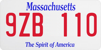 MA license plate 9ZB110