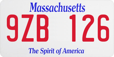 MA license plate 9ZB126