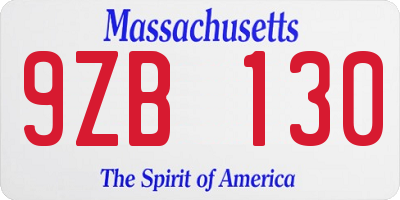 MA license plate 9ZB130