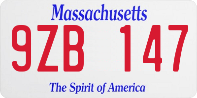 MA license plate 9ZB147
